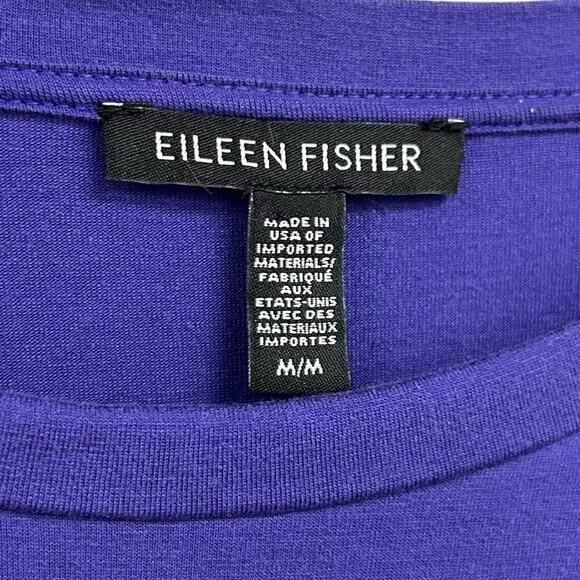 Eileen Fisher Purple Lyocell Blend Short Sleeve Side Slit Tunic Top Medium - Picture 2 of 5